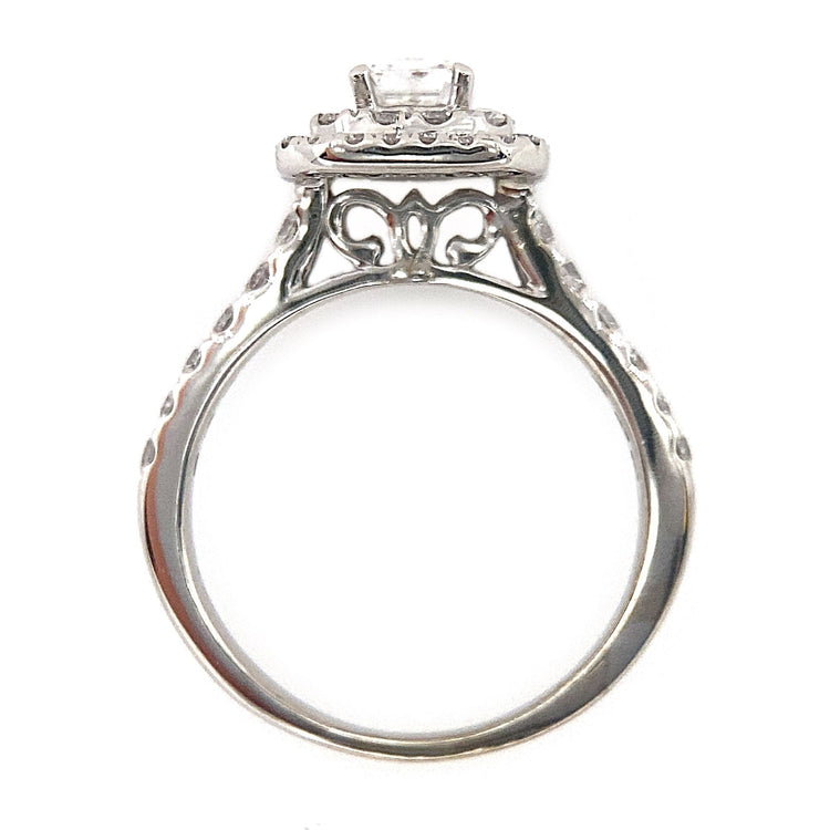 Double Halo Emerald Cut Ring