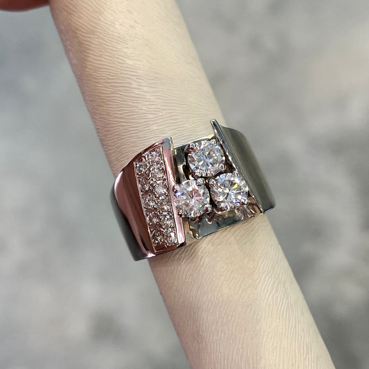 Wide Free Form Diamond Ring