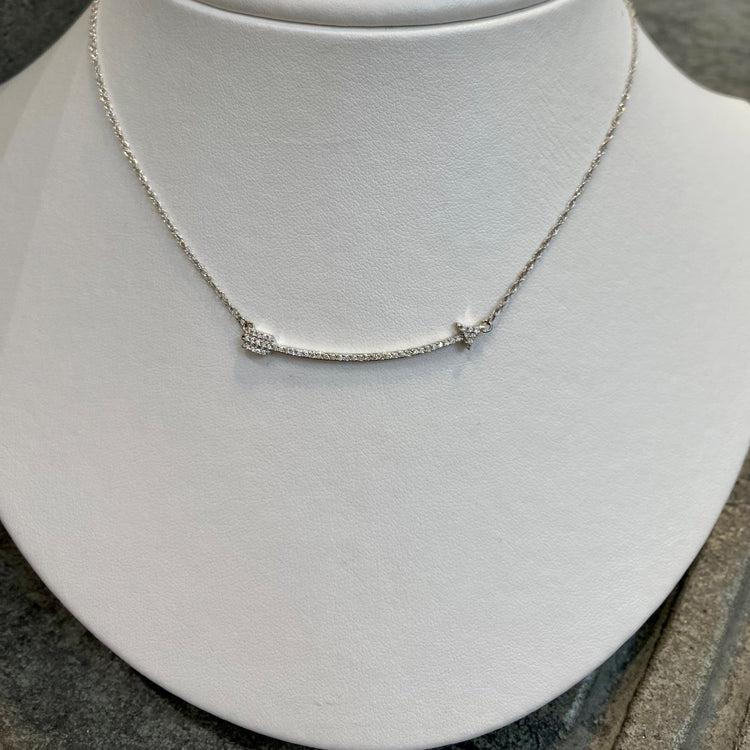 15.5 Inch White Gold Diamond Arrow Necklace