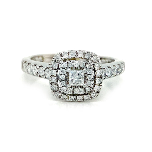 White Gold Double Halo Diamond Ring