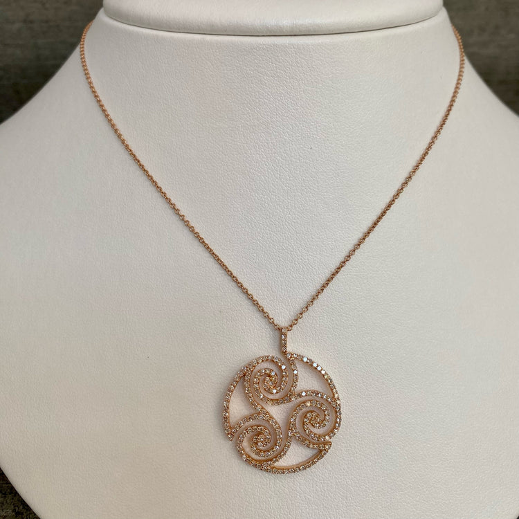 Rose Gold Swirl Diamond Necklace By EFFY