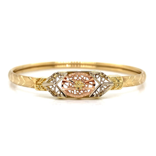 Diamond Cut Filigree Bangle
