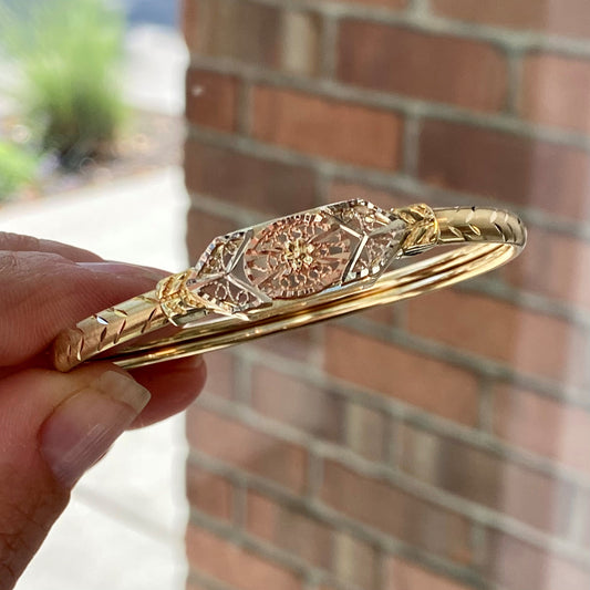 Diamond Cut Filigree Bangle