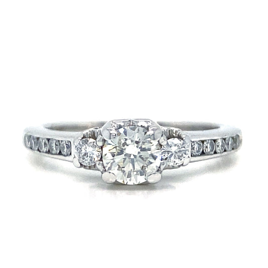 Heart Accent Three Stone Diamond Ring