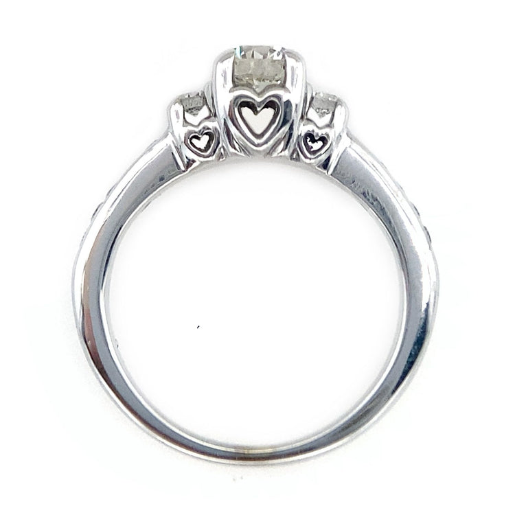Heart Accent Three Stone Diamond Ring