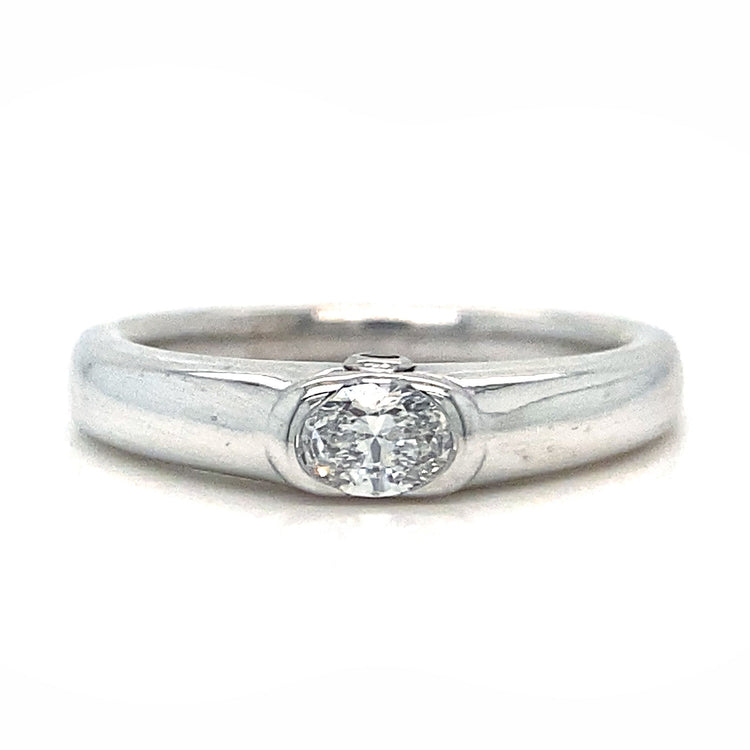 East/West Oval Diamond Solitaire Ring
