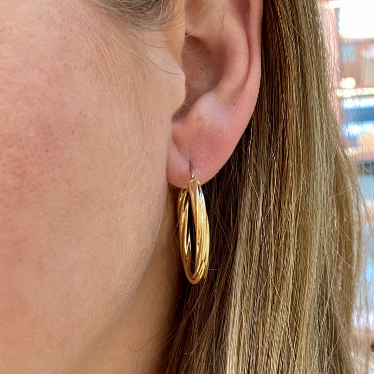 1.25 Inch Twist Hoop Earrings