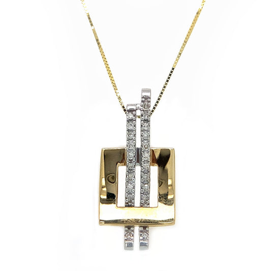 Square Necklace with Diamond Accents