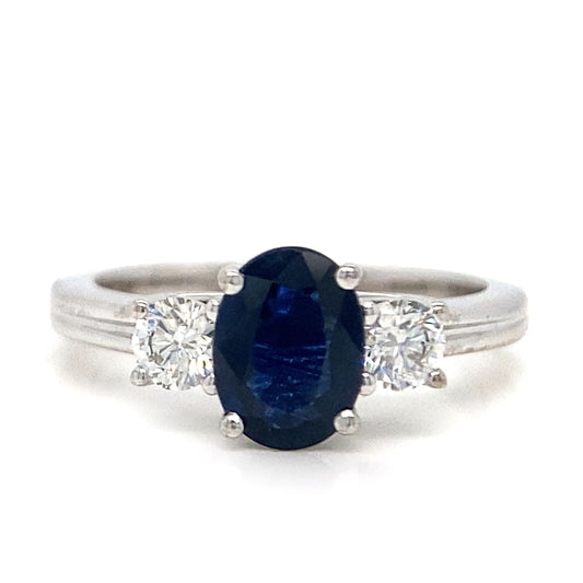 Sapphire & Diamond Three Stone Ring