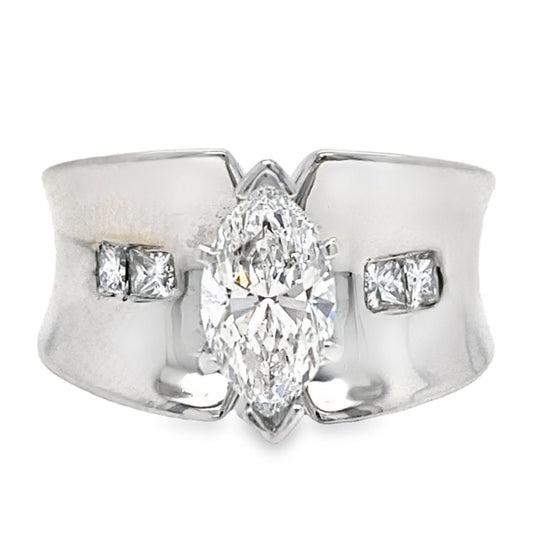 Wide Diamond Marquise Ring