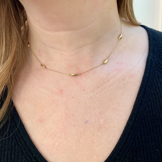 Yellow Gold Station Layering Necklace