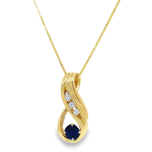 Sapphire & Diamond Swirl Necklace
