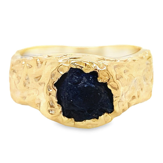 Uncut Natural Sapphire Nugget Style Ring