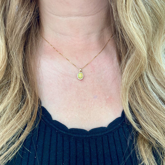 Opal & Diamond Halo Necklace