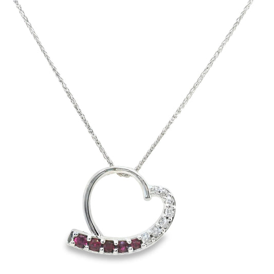 Ruby & Diamond Heart Necklace