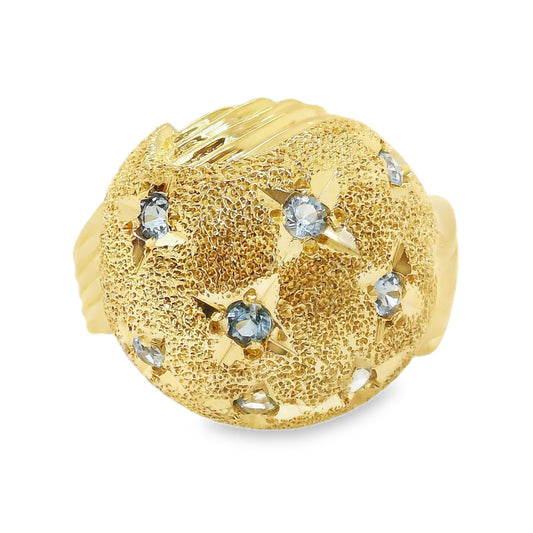 Aquamarine Textured Dome Ring