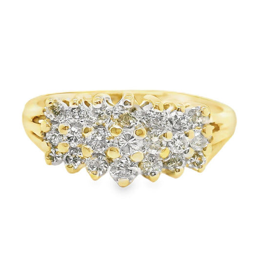 Pyramid Diamond Cluster Ring