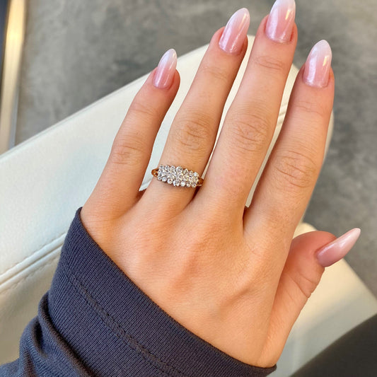 Pyramid Diamond Cluster Ring