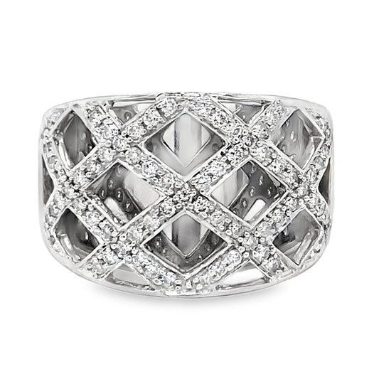 Double Layer Wide Diamond Ring