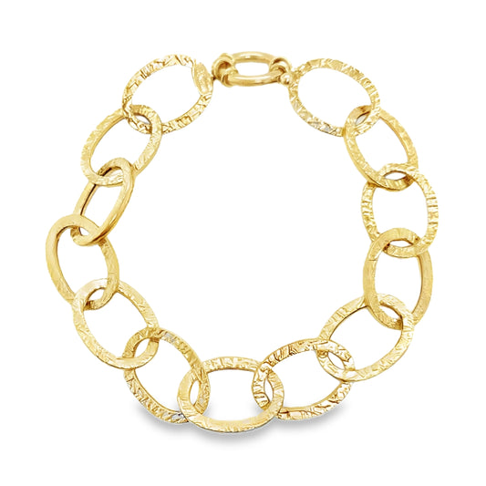 Textured Oval Links Hollow Bracelet
