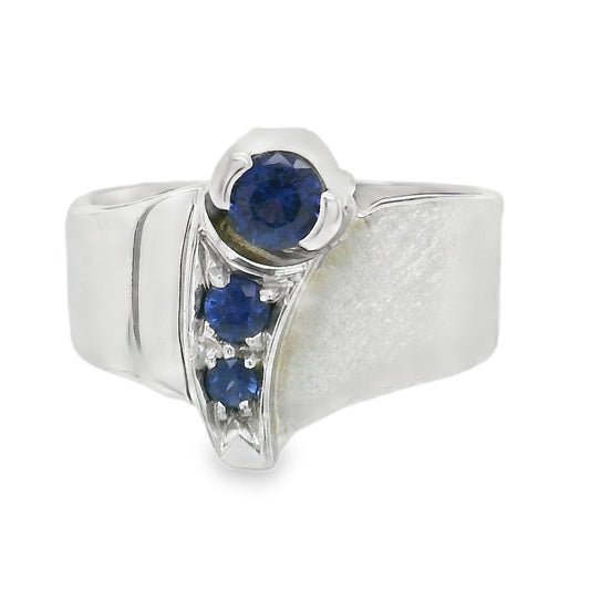 Dual Texture Free Form Sapphire Ring