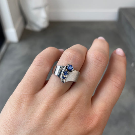 Dual Texture Free Form Sapphire Ring