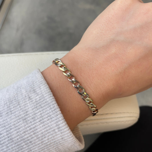 Tri-gold Reversible Textured Link Bracelet