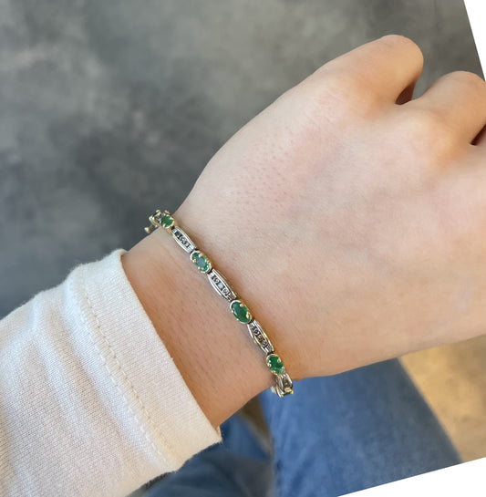 Emerald & Diamond Tennis Bracelet