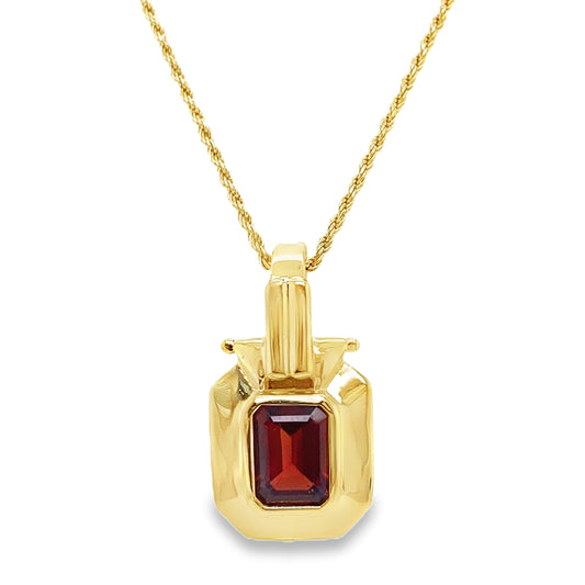 Garnet Bezel Necklace with Hinged Bale