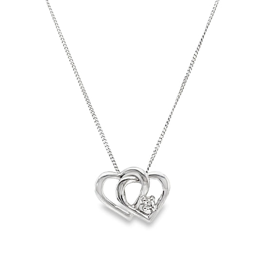 Interlocking Double Heart Diamond Necklace