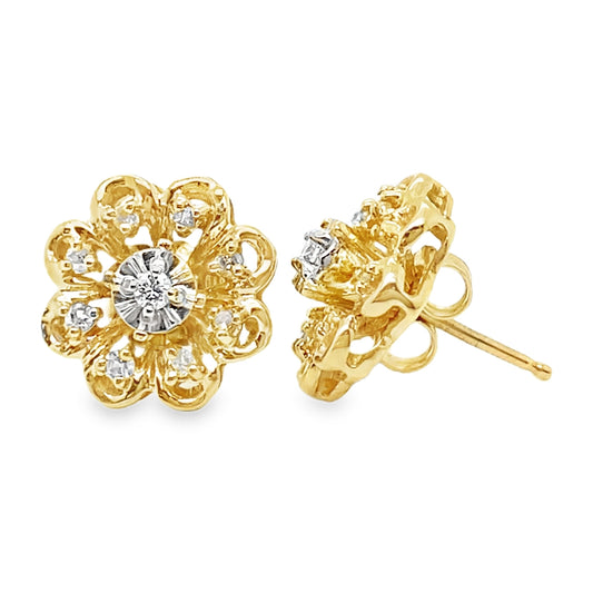 Yellow Gold Diamond Studs with Removable Jacket