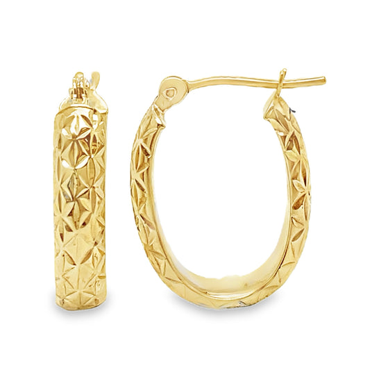 Criss Cross Diamond Cut Pattern Hoops