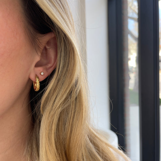 Criss Cross Diamond Cut Pattern Hoops