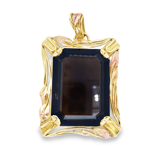 Oversized Smokey Topaz Leaf Pendant