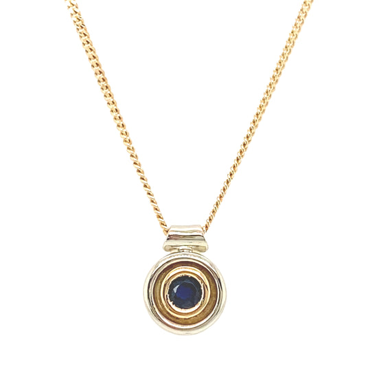 Two Tone Circles Sapphire Necklace