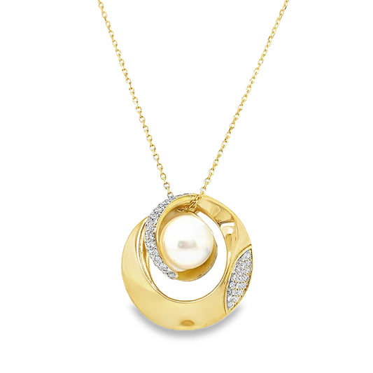 Pearl & Diamond Swirl Necklace