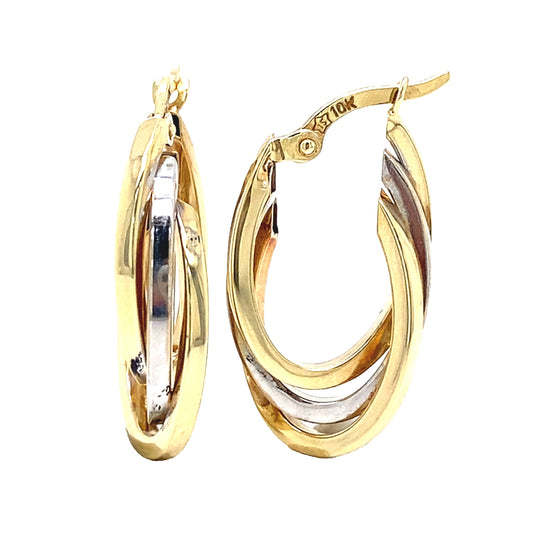 Two Tone Layered Twist Hoops
