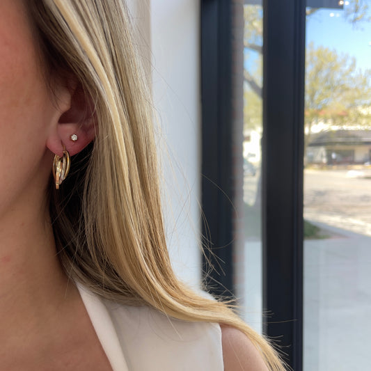 Two Tone Layered Twist Hoops