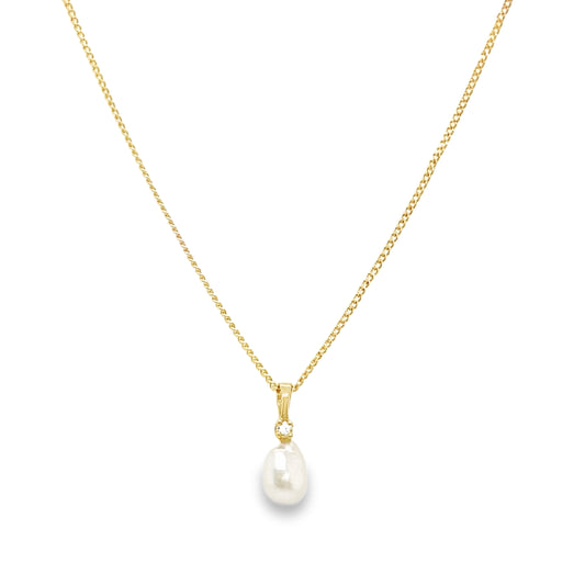 Dainty Rice Pearl & Diamond Necklace