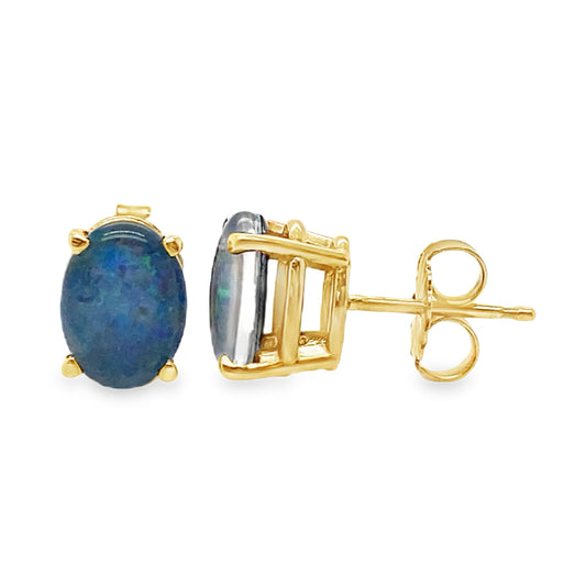 Oval Triplet Opal Studs