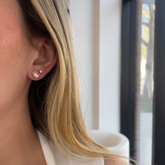 Gold Border Opal Earrings
