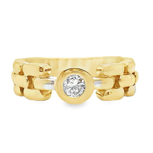 Chain Link Diamond Bezel Solitaire Ring