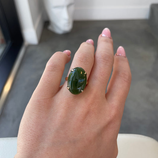 BC Jade Ring with Filigree Profile Detail