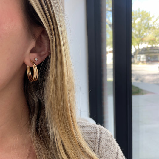 1 Inch Triple Wire Hoop Earrings