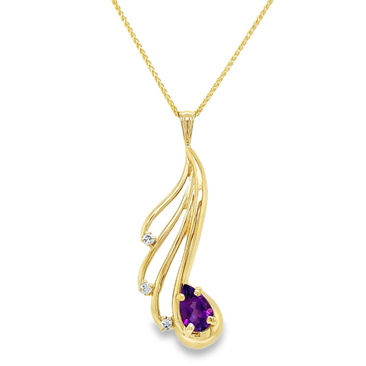 Pear Amethyst & Diamond Necklace