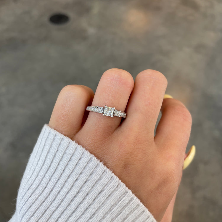 Princess Cut Three Stone Diamond Ring