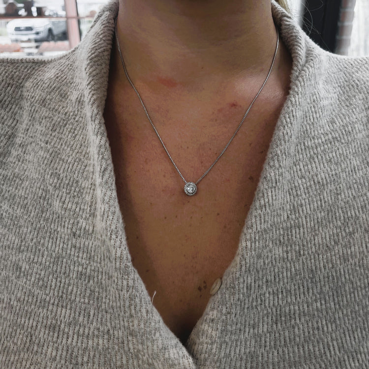 Diamond Halo Necklace by Ritani