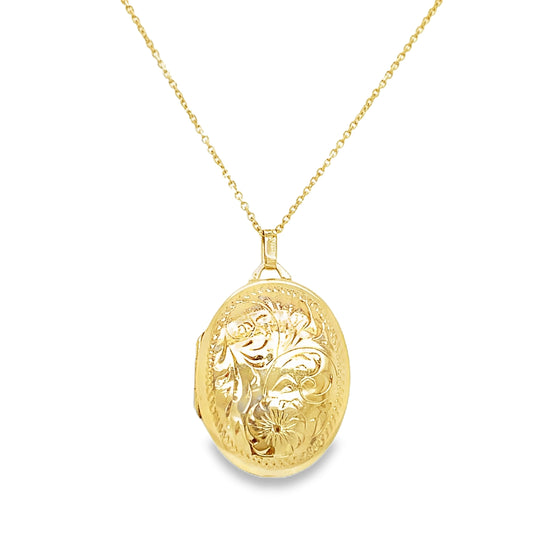 Carved Oval Locket Necklace