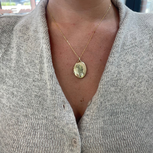 Carved Oval Locket Necklace