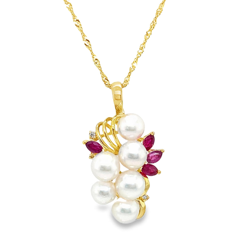 Pearl, Ruby & Diamond Necklace